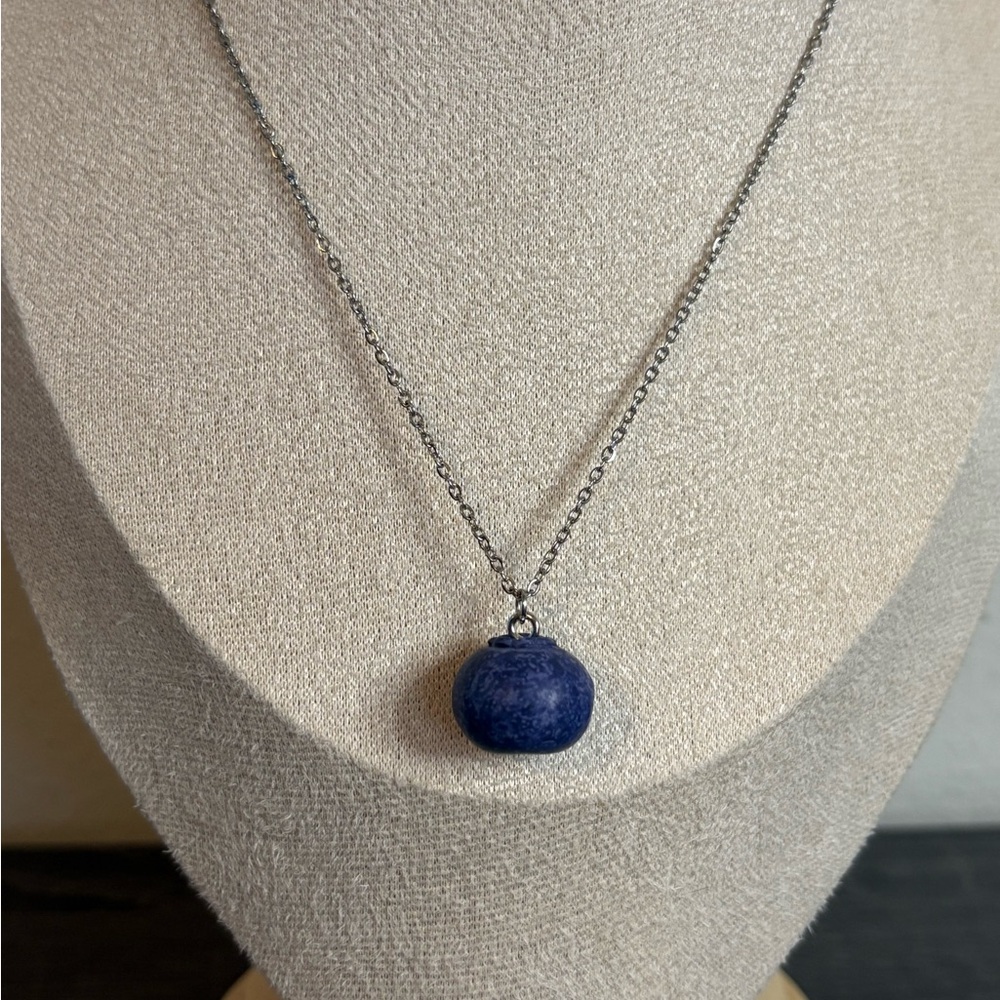 Handmade Blueberry Charm Necklace | Waterproof & Tarnish Resistant
